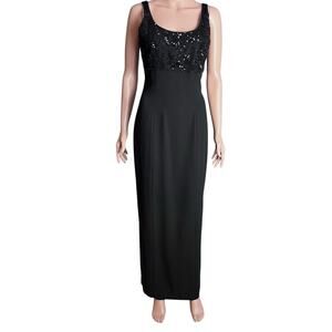 Rimini By Shaw Formal Maxi Gown 4 VTG Empire Waist Sequin Beads Ball Glam Luxe